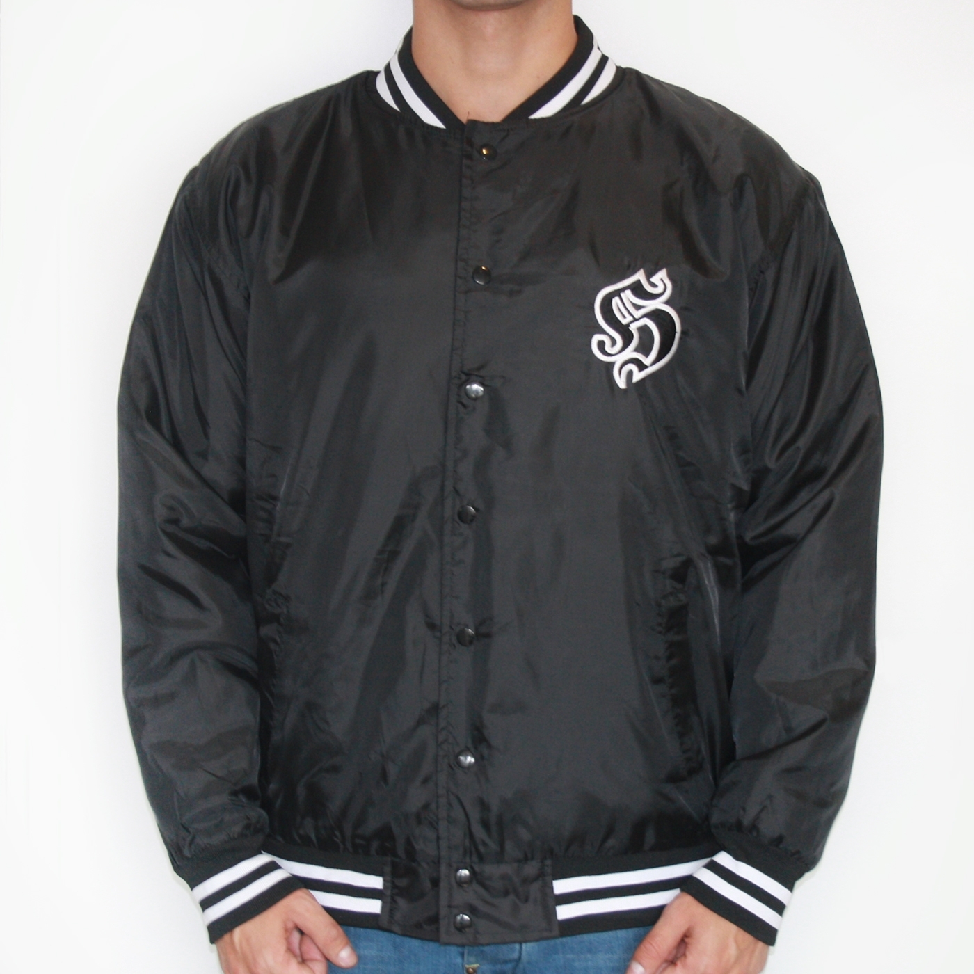 Hooligan College Jacket, Black also known as 'Baseball Jacket
