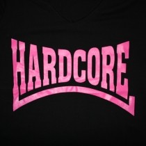 Hardcore Lady V-Neck shortsleeve t-shirt with a pink print.