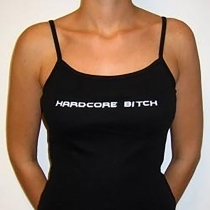 Black 'Hardcore bitch' spaghettitop