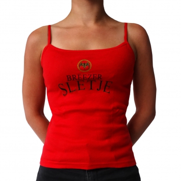 Red 'Breezah Slet' spaghetti top