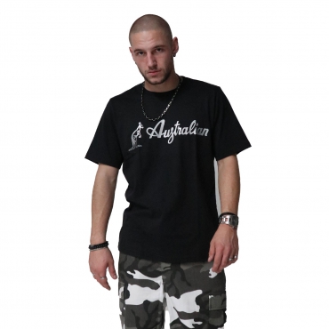 Black Australian t-shirt with a silver logo