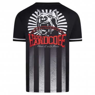 100% Hardcore striped football shirt with 'Dog 1' logo