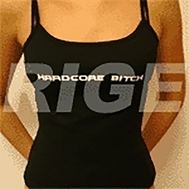 Black 'Hardcore bitch' spaghettitop