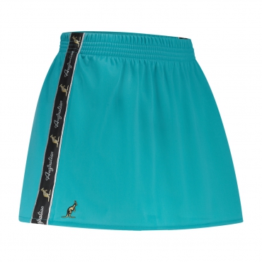 AUSTRALIAN WOMEN'S ACETATE SKIRT WITH BLACK TRIM - STORM GREEN